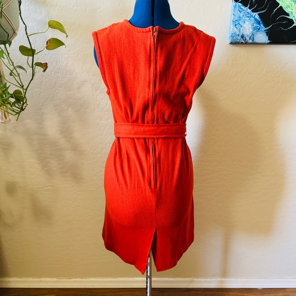 Vintage Orange Belted Sleeveless Dress - Picture 2 of 5
